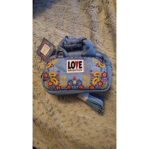 Brighton Bandana Love Crossbody Bag Blue Floral Paisley Embroidered NWT